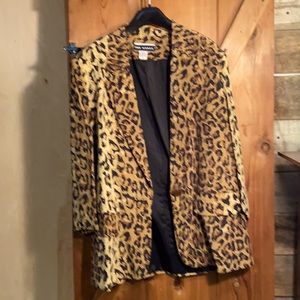 Animal print silk blazer